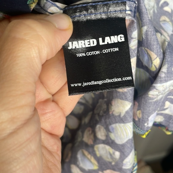 Jared Lang Shirt Navy with Fish Pattern Short Sleeve 2XL - Picture 4 of 5